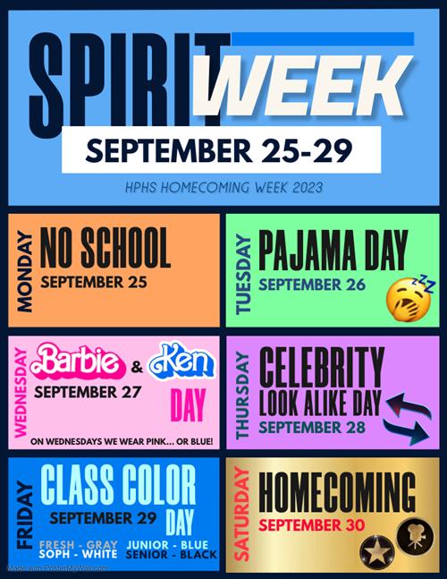 Spirit Week Sept: 25-29